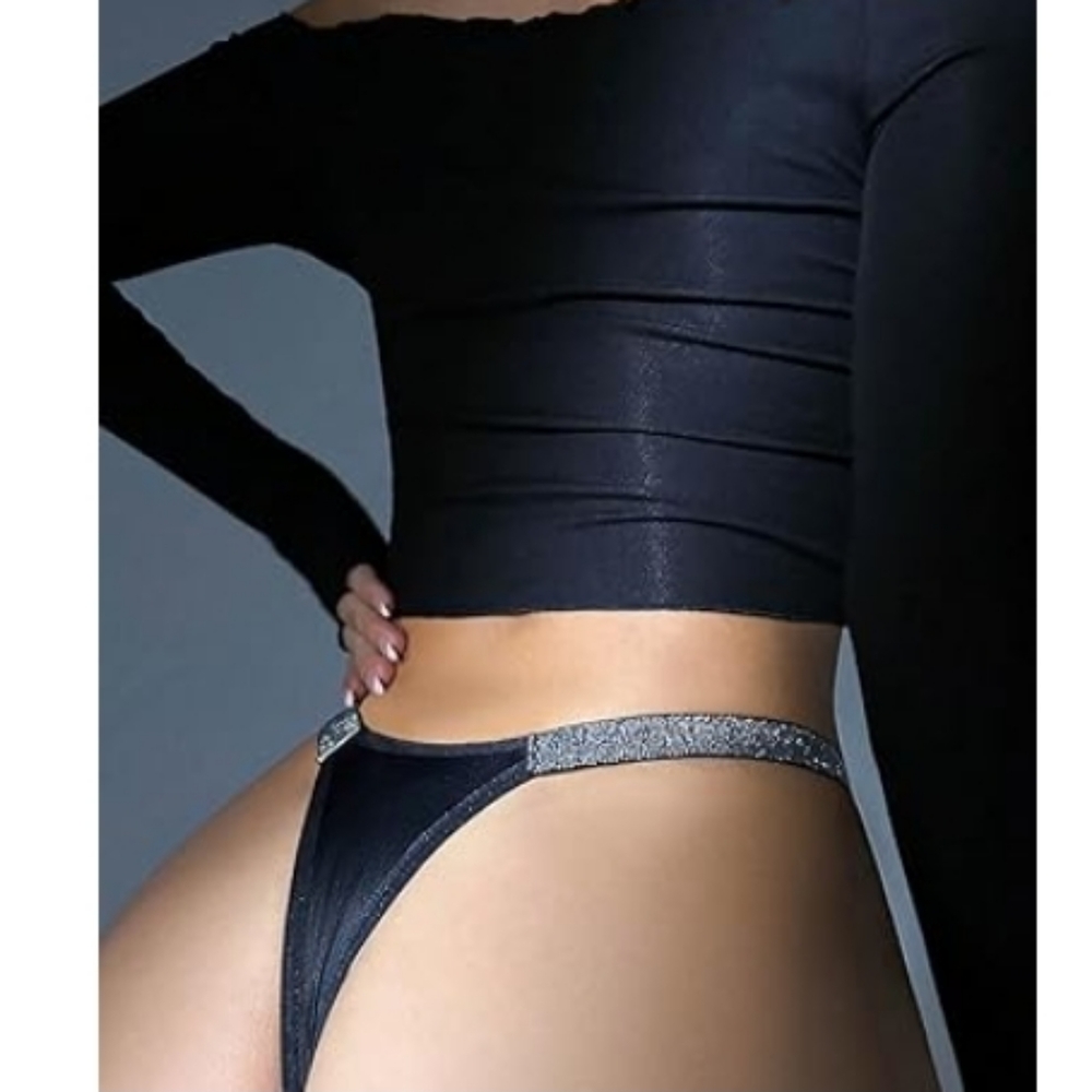 Women's Sexy Cut Hollow Lace Exotic Sheer Thongs Underwear Panties Black - Picture 4 of 6